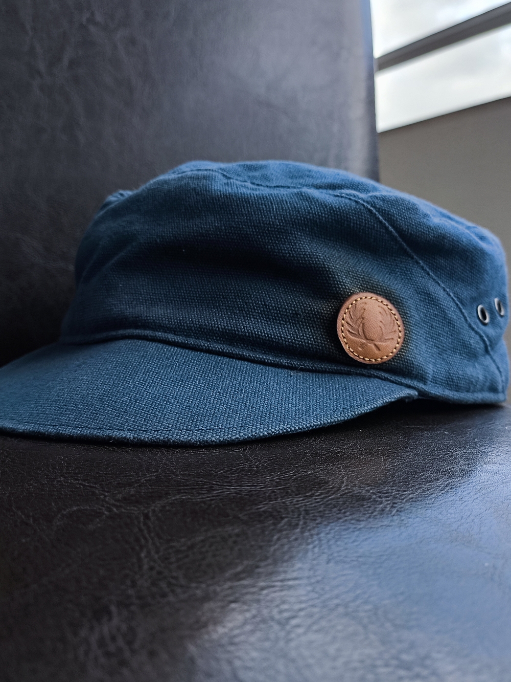 Fred Perry Canvas Military Cap with Leather Logo Patch Cleaned